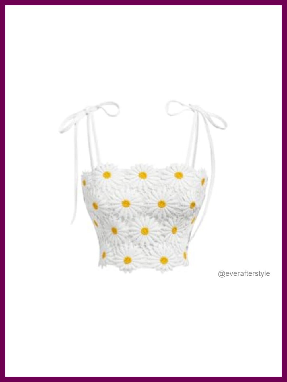 Boho Daisy Guipure Lace Crop Cami Tie Shoulder Square Neck Summer Top